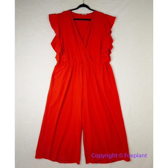 ANTHROPOLOGIE x HUTCH Crepe Flutter Sleeve Wide Leg Jumpsuit, plus size 2X - Picture 2 of 14